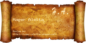 Hager Aletta névjegykártya